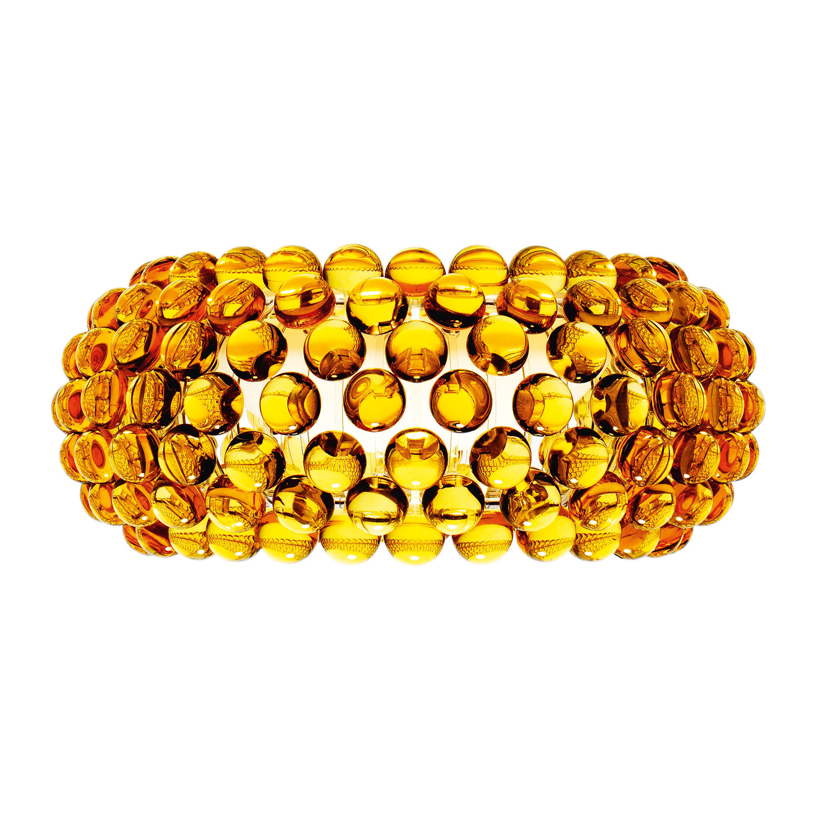 FOSCARINI Foscarini Caboche media wall light, gold, for Living / Dining Room, handblown glass, polycarbonate, polymethyl methacrylate, aluminium, metal, 16 W, energy efficiency: A+, W: 50 cm, H: 19.5 cm