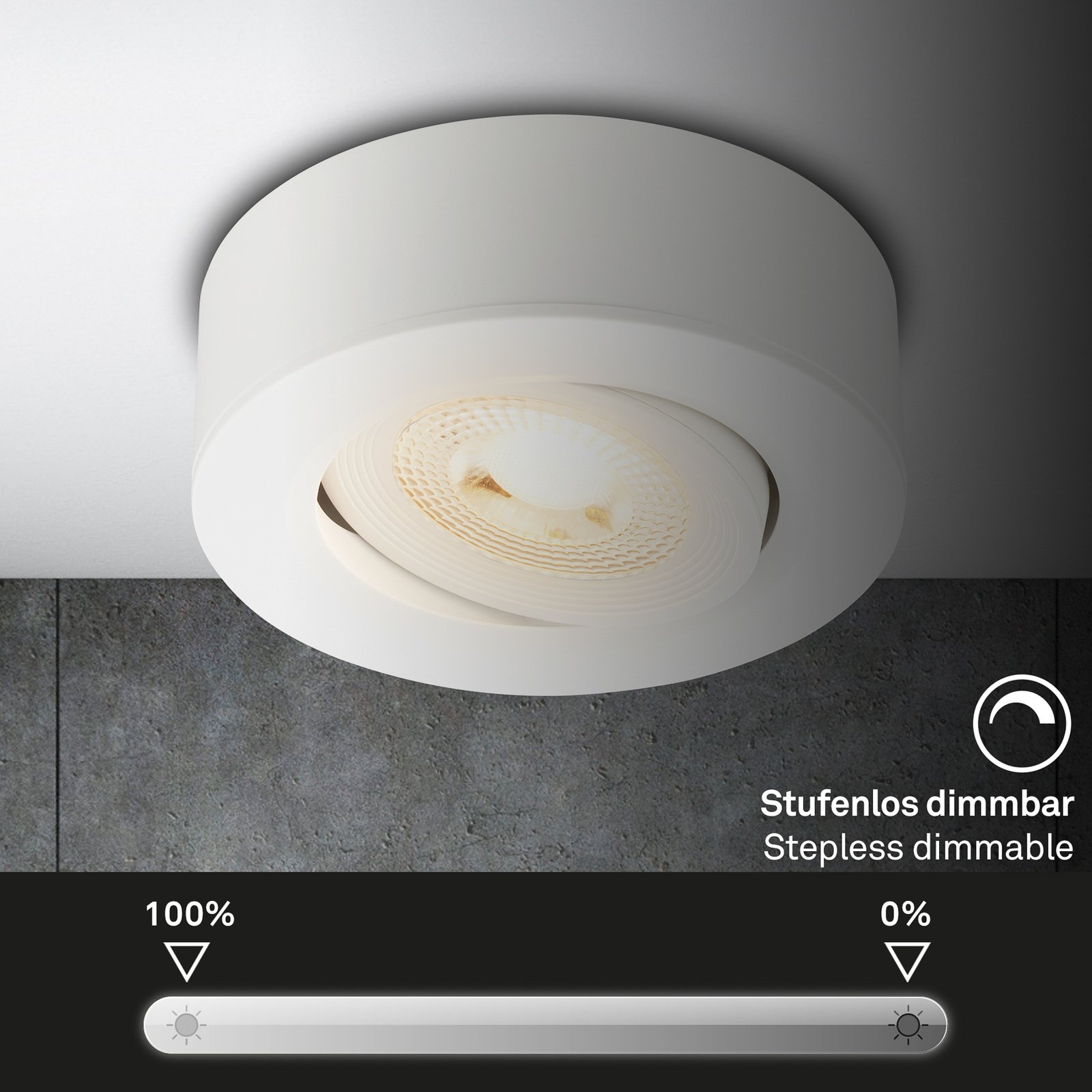 Luminaire encastrable LED Desi, blanc, Ø9cm, intensité variable, 3000K