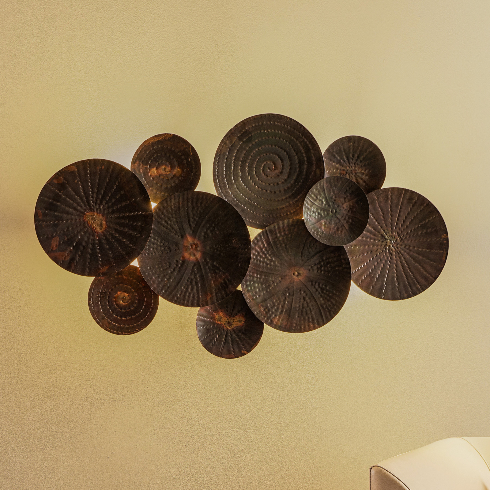 Lindby Soraya wall light, copper, metal, 2-bulb, 53 cm