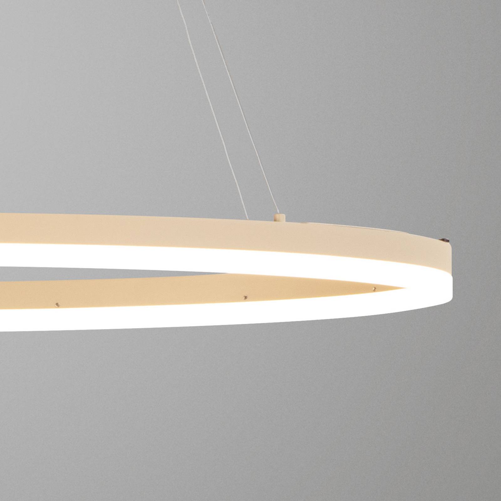 LED-Hängelampe Silvio, Länge 100 cm, sandfarben, Metall, CCT günstig online kaufen