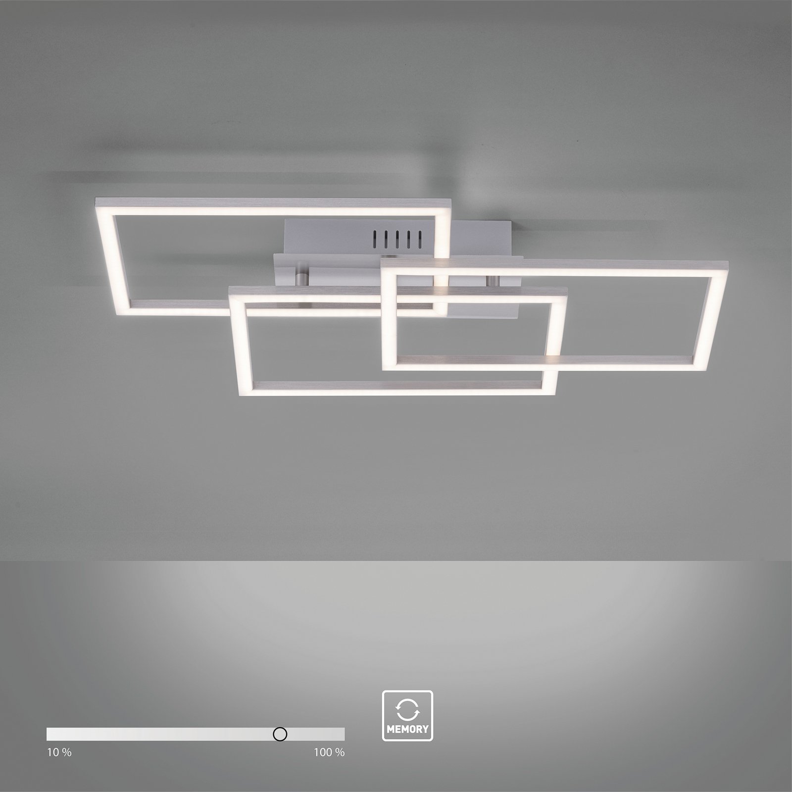 LED stropní svítidlo Iven, tlumené, ocel, 54x33,5cm