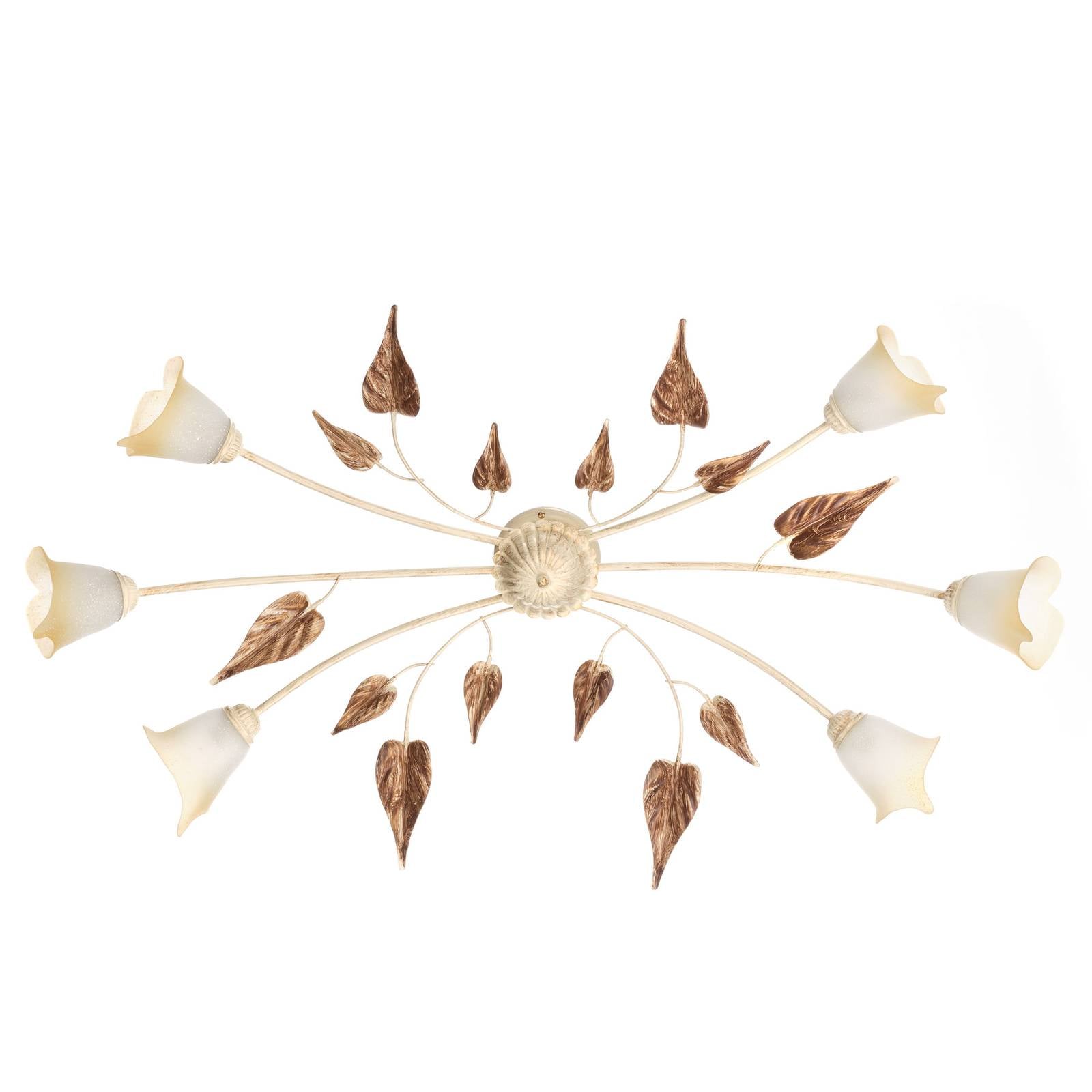 Taklampa Vanda 6 lampor, oval, elfenben