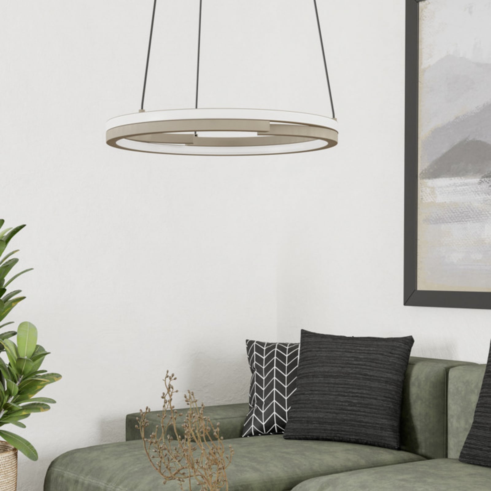 EGLO LED hanglamp MEZZOMONTE, beige, Ø 48 cm, CCT EGLO LED hanglamp MEZZOMONTE, beige, Ø 48 cm, CCT