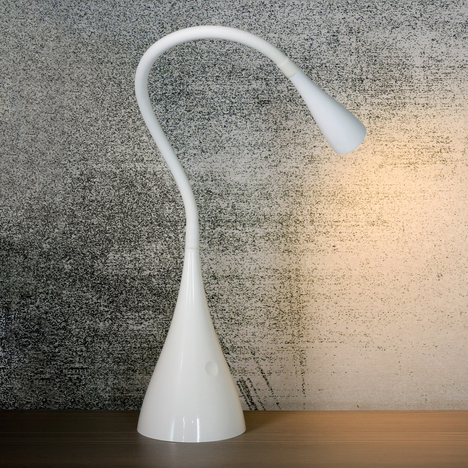 LED desk lamp Zozy, white, dimmable, flexible arm