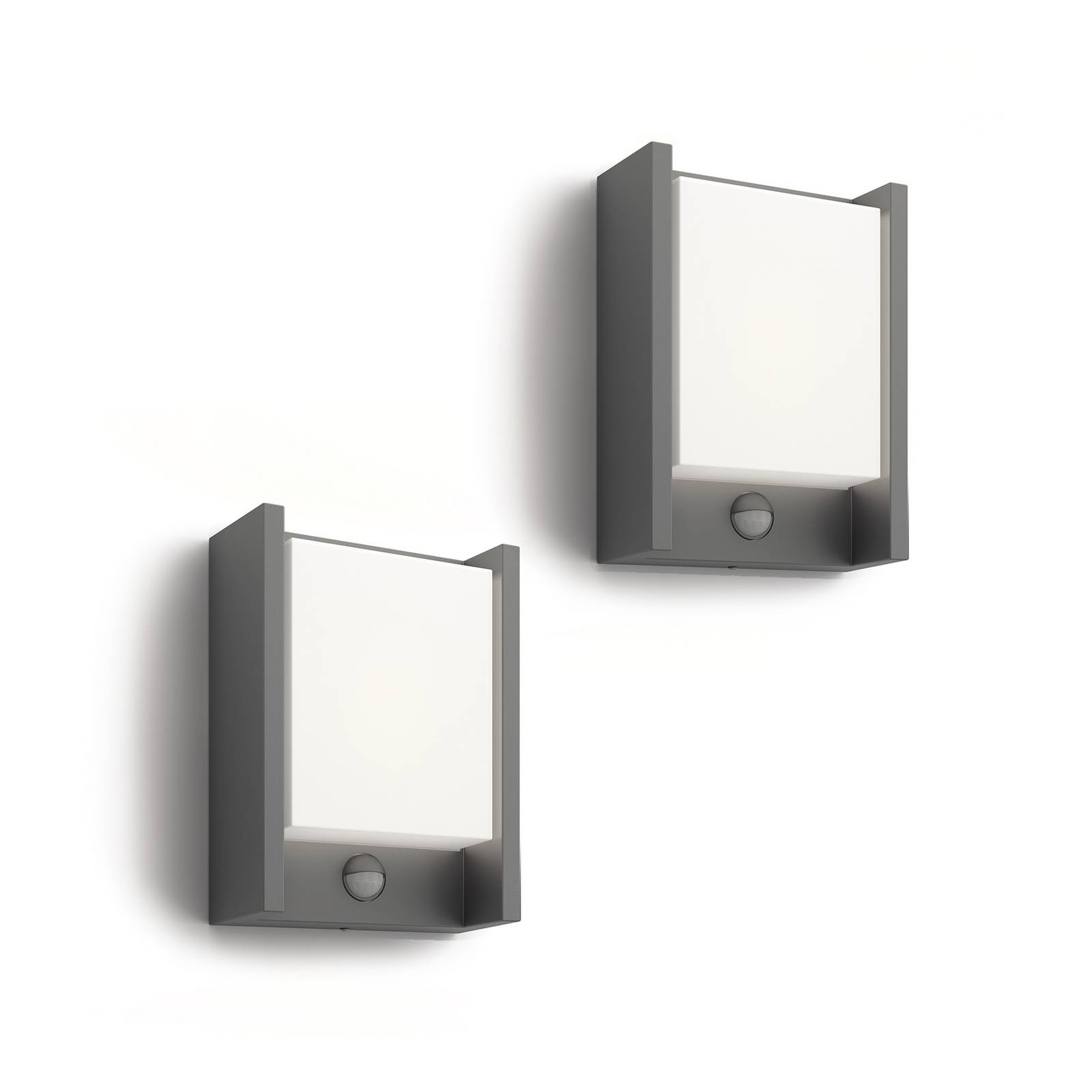 Philips LED-Wandleuchte Arbour UE, 2er-Pack, Sensor, 2.700 K