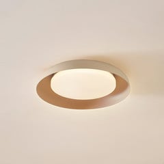 Lampa sufitowa LED Florie, beżowa, metal, Ø 40 cm