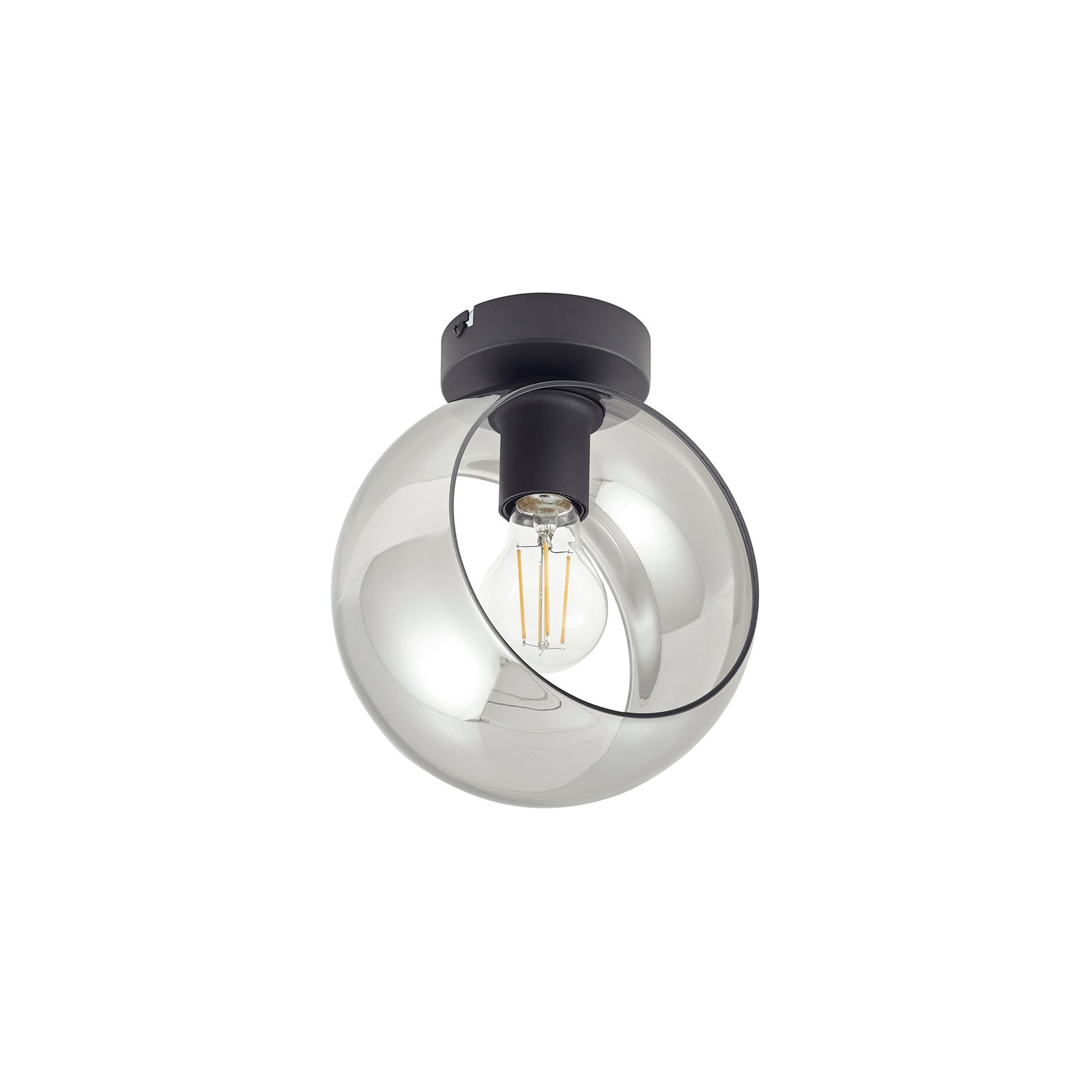 Lindby Roton plafondlamp, grijs/zwart, glas, Ø 20 cm