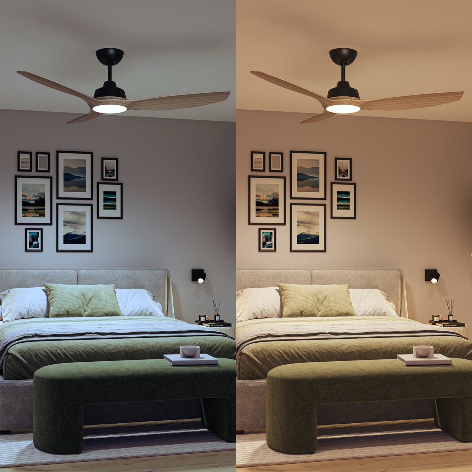 Ventilatore LED Philips Olas, Ø 132 cm, marrone/nero, silenzioso