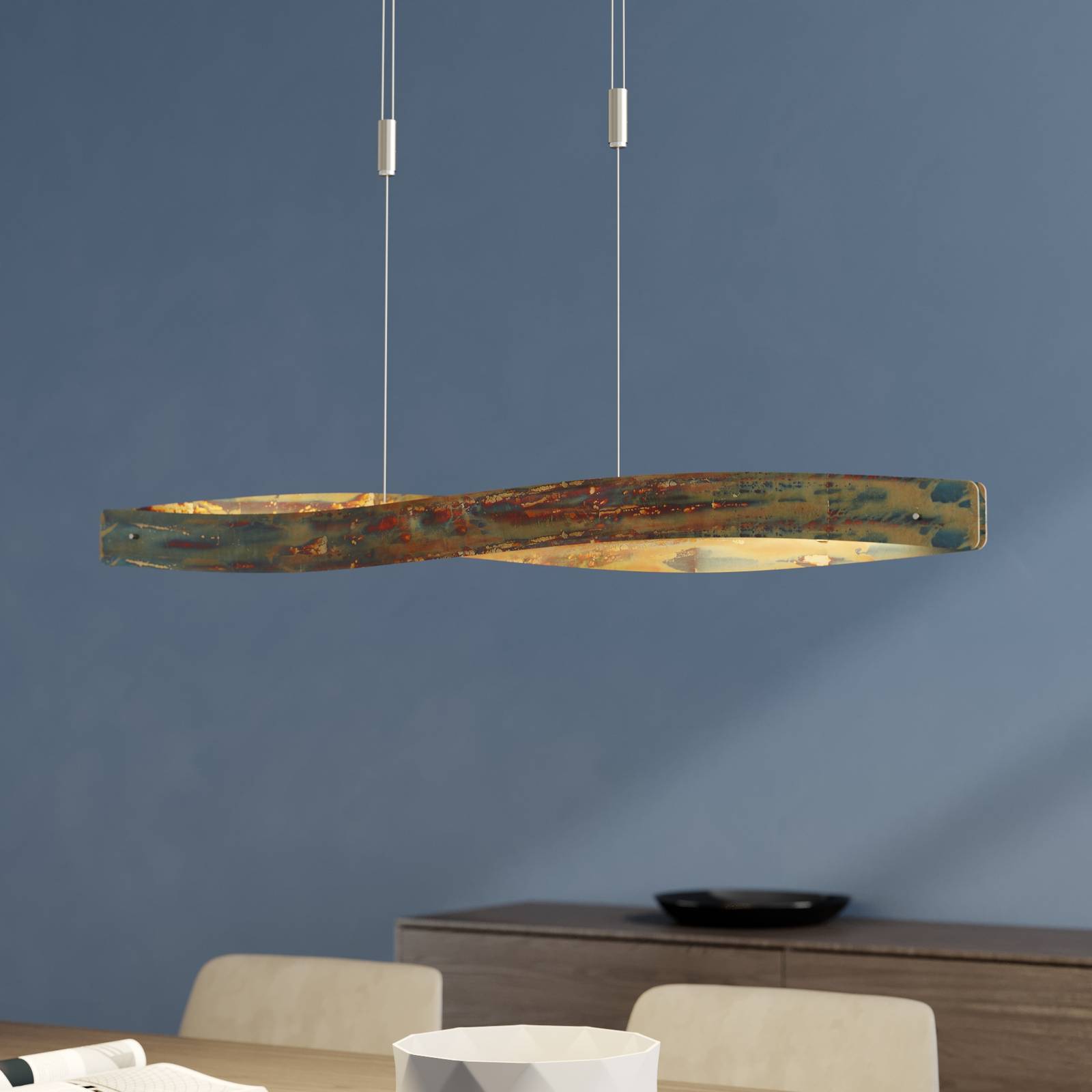 quitani Suspension LED Lian avec surface oxydée