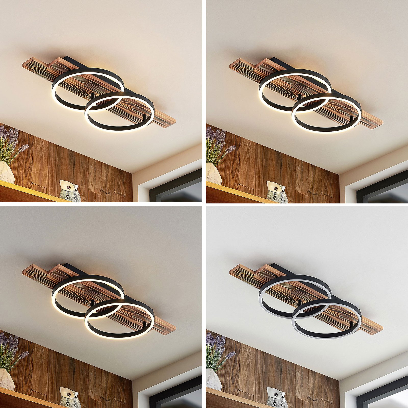 Sentoa LED Taklampe Light Wood/Black - Lindby