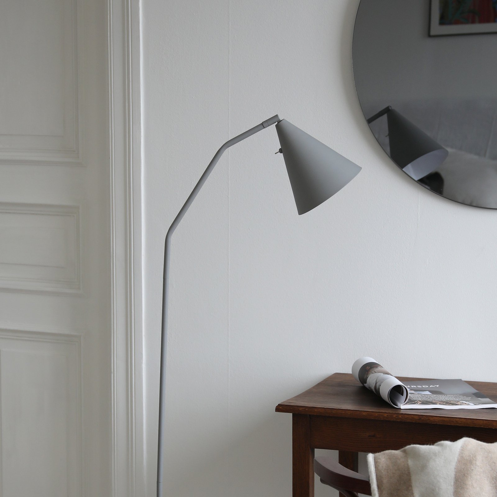 Markslöjd LED floor lamp Funil, grey, metal, dimmable