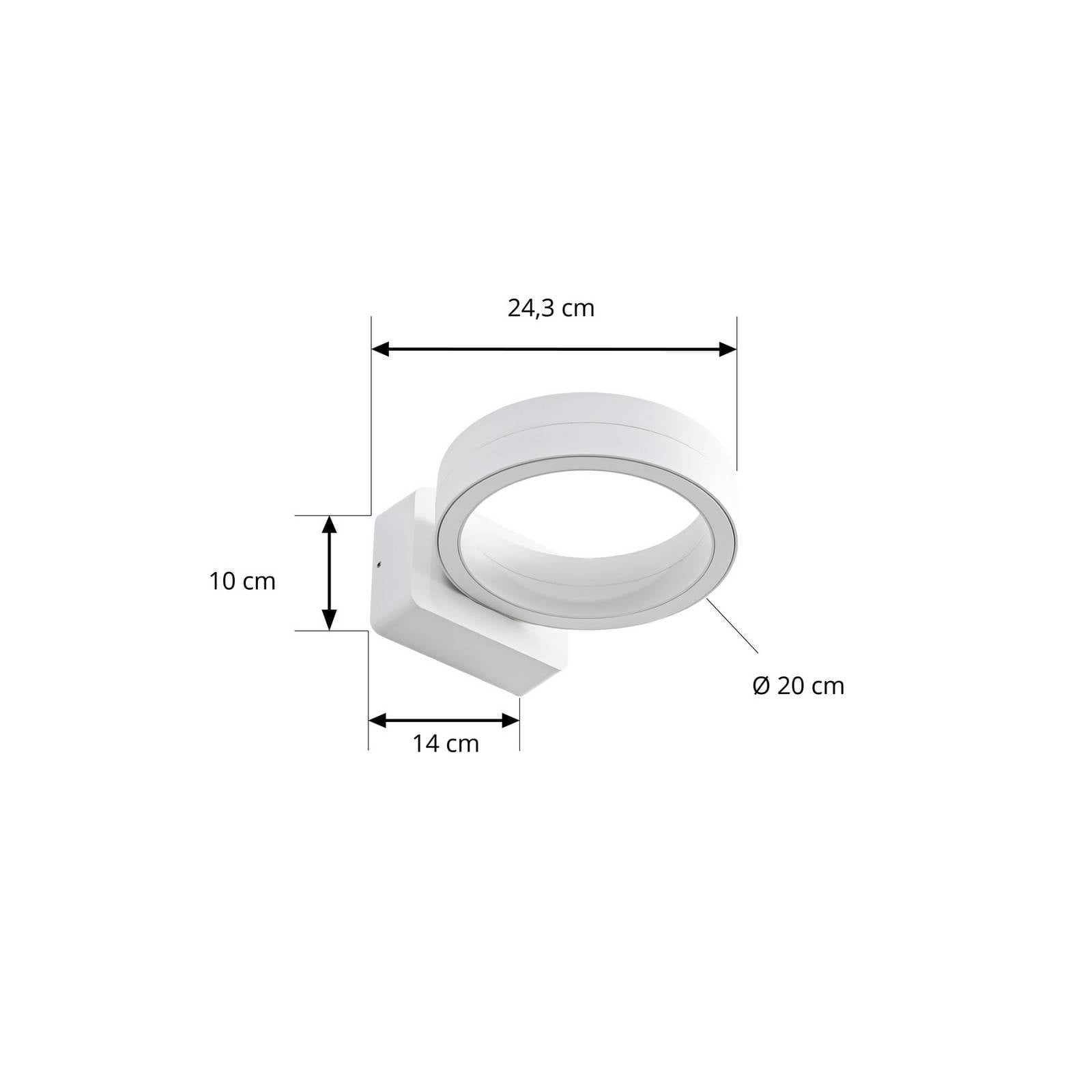 Lindby kinkiet zewnętrzny LED Selviro, biały, Ø 20 cm, IP65