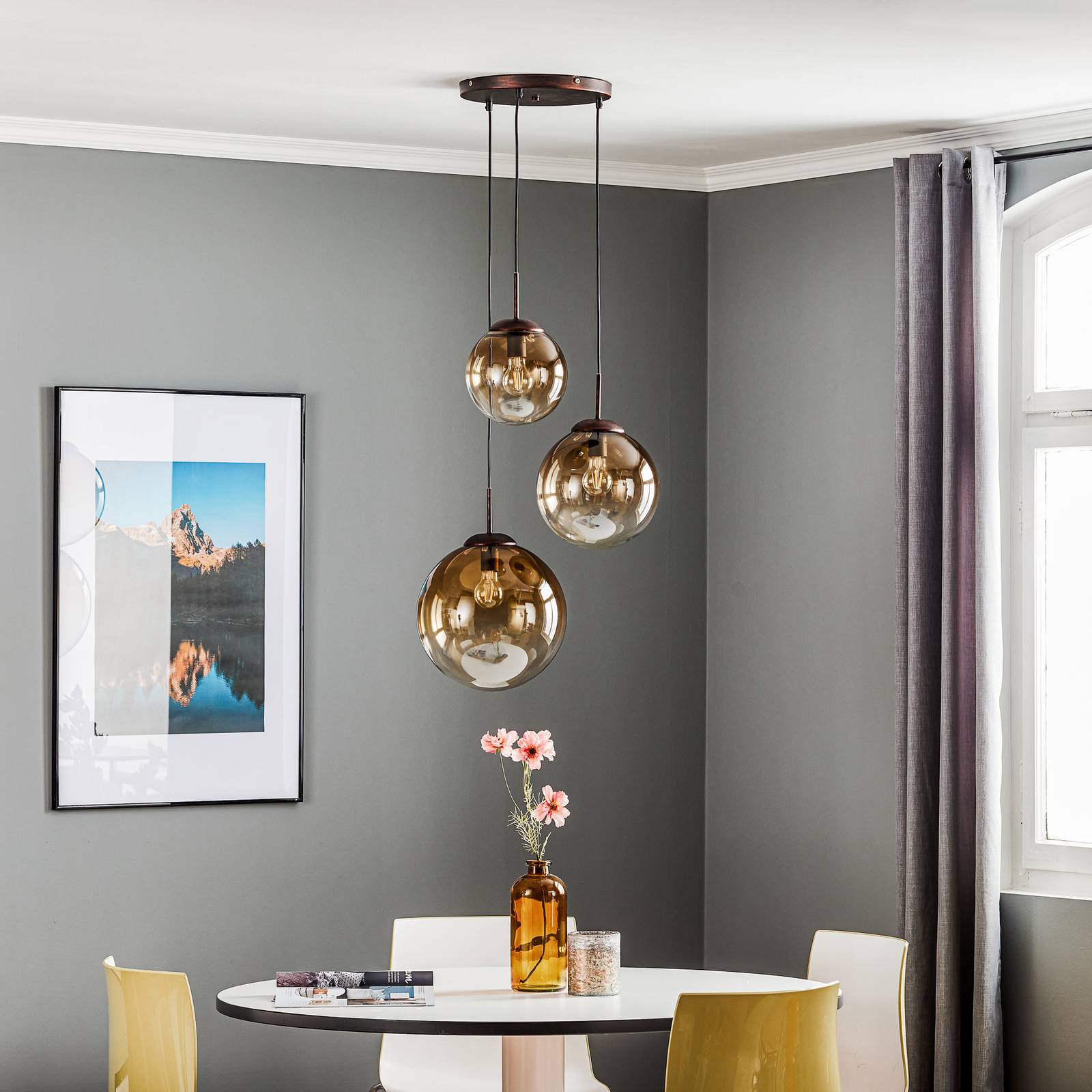 Szklana lampa wisząca Varus amber Ø 51 cm