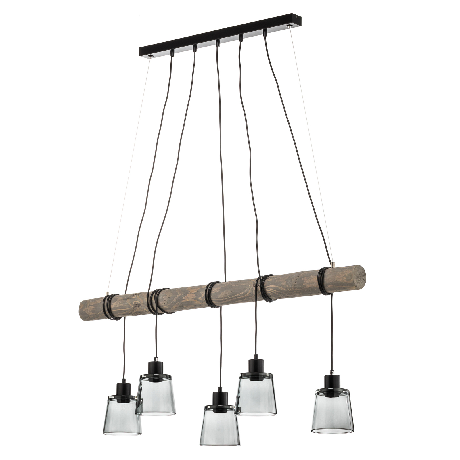 Hanglamp Karrl, 5-lamps, rookgrijs/grijs