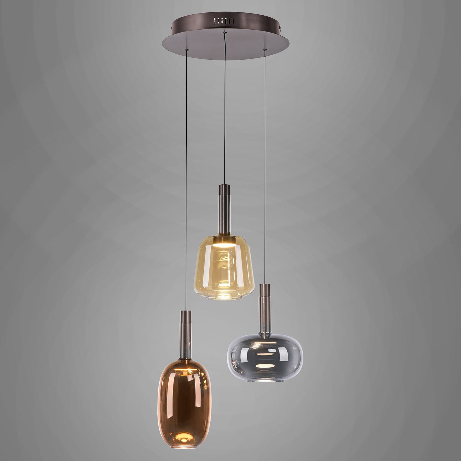 Paul Neuhaus Suspension LED Irides, Ø 43 cm, multicolore, verre