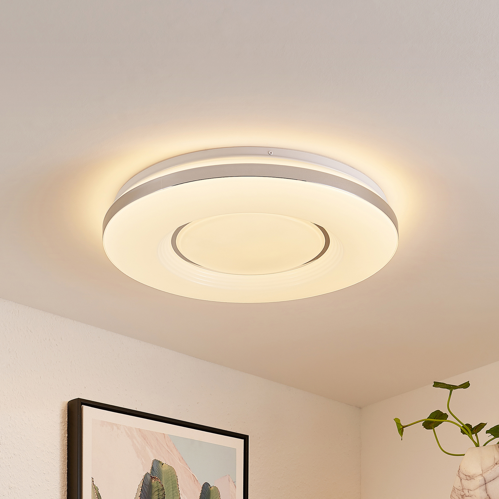Lindby Plafoniera LED Dimmerabile Moderna Marrone: Metallo 61x36 Cm, 29W, Luce Calda, Per Soggiorno E Sala Da Pranzo