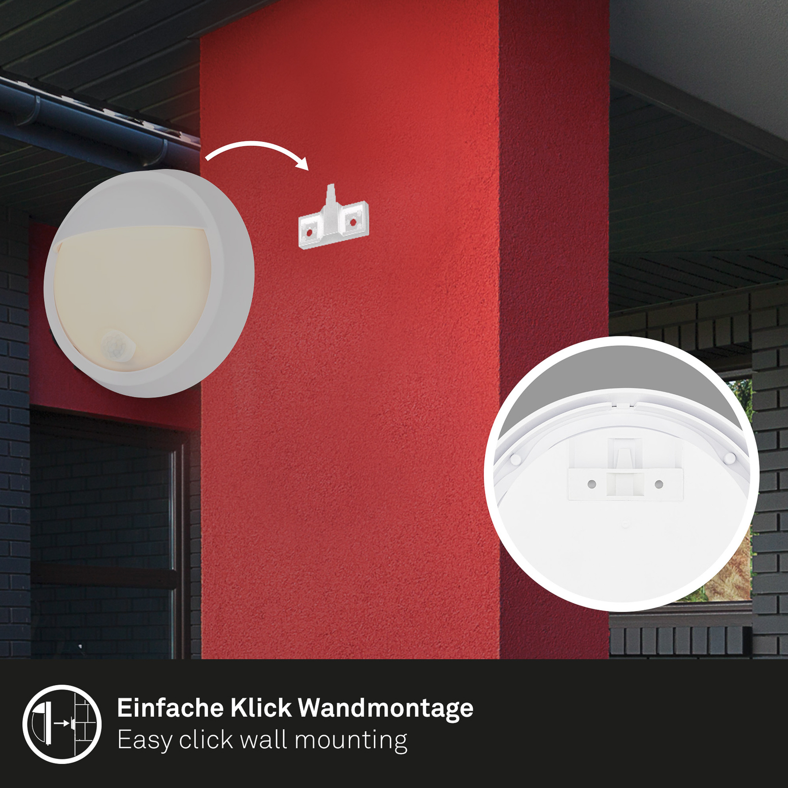 LED-Akku-Außenwandlampe 3785016 weiß Bewegungssensor Ø 17 cm