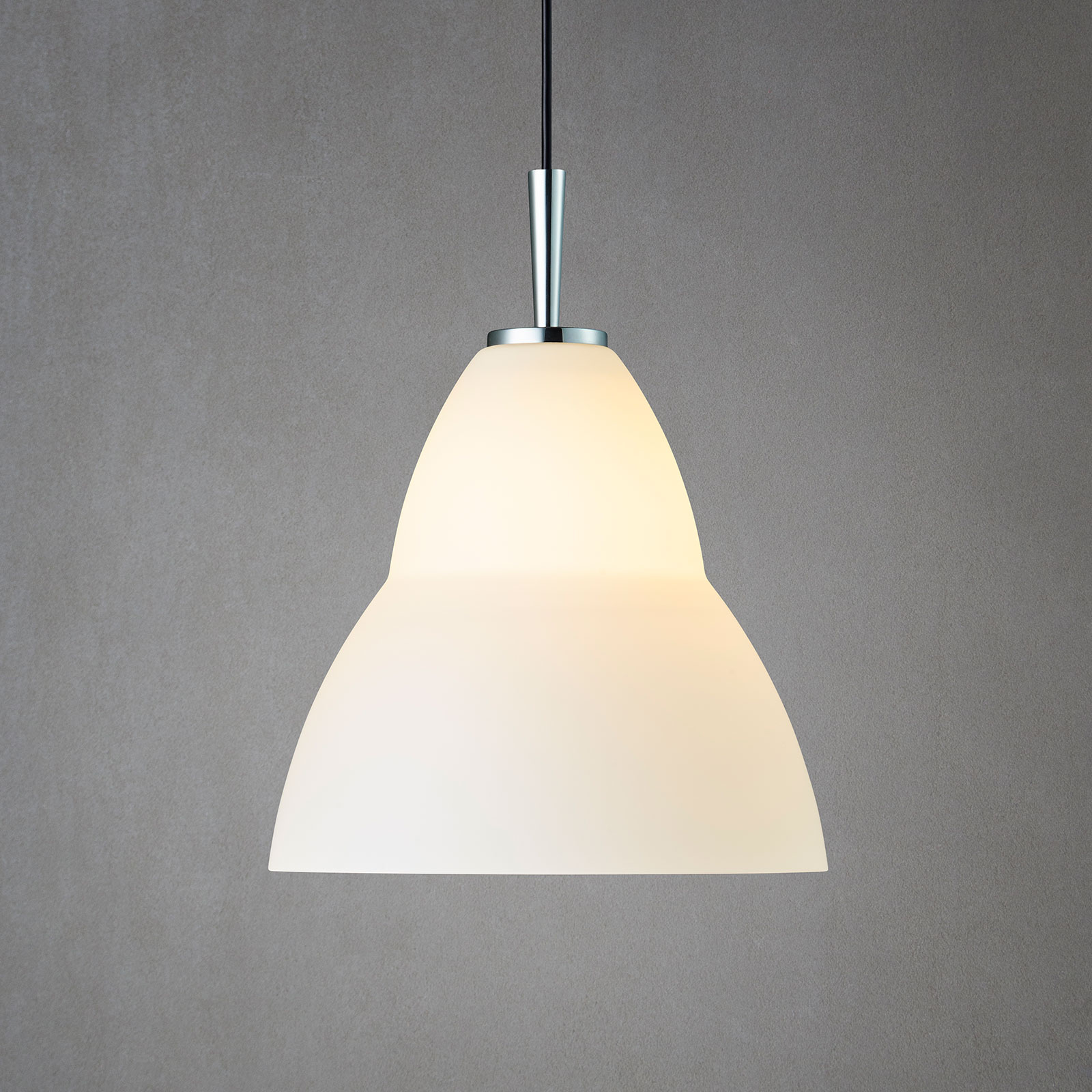 Herstal Fico M glass pendant light, Ø 27 cm, for Living / Dining Room, fabric, metal, glass, E27, 40 W, energy efficiency: A++, H: 26 cm
