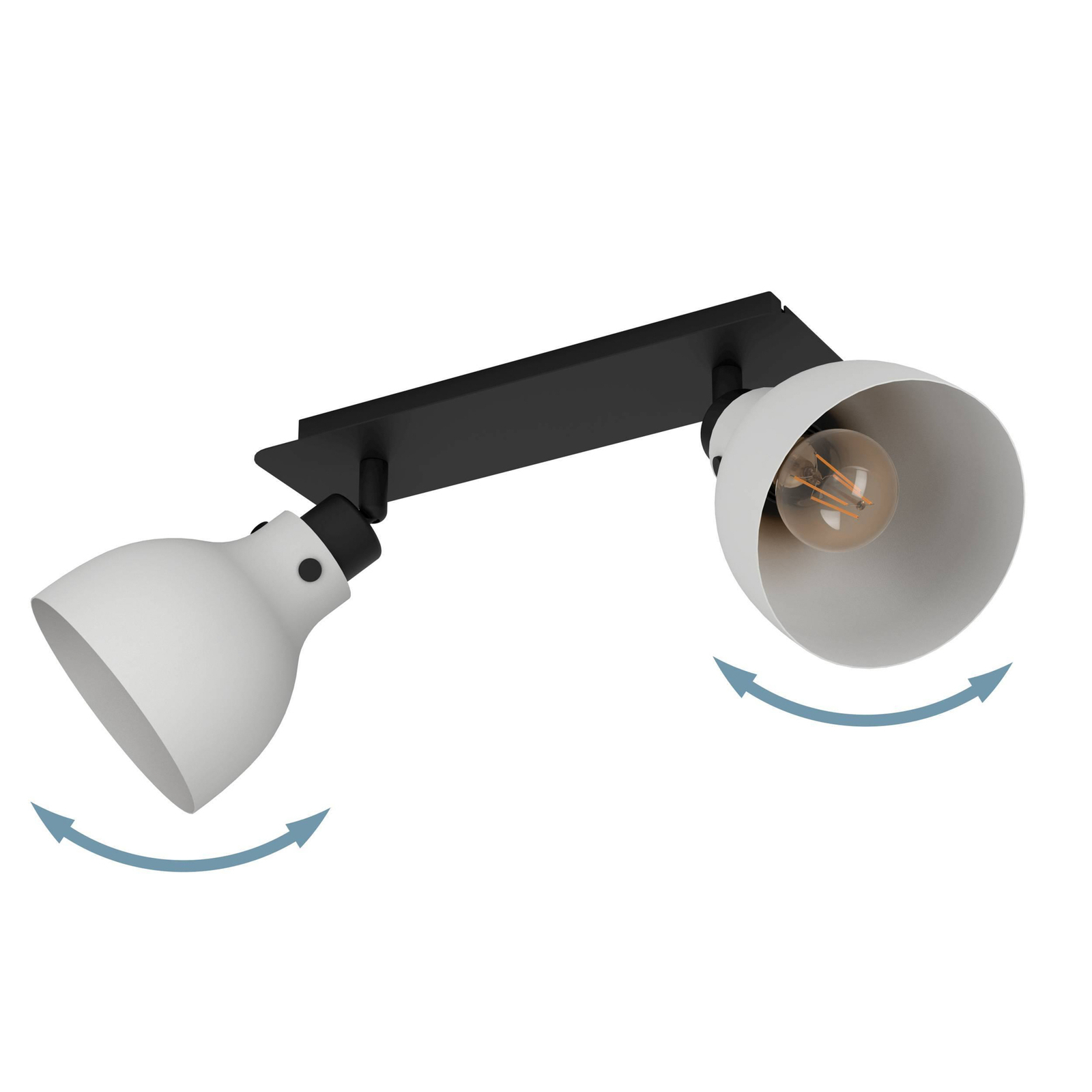 Matlock downlight, length 52 cm, grey/black, 2-bulb.