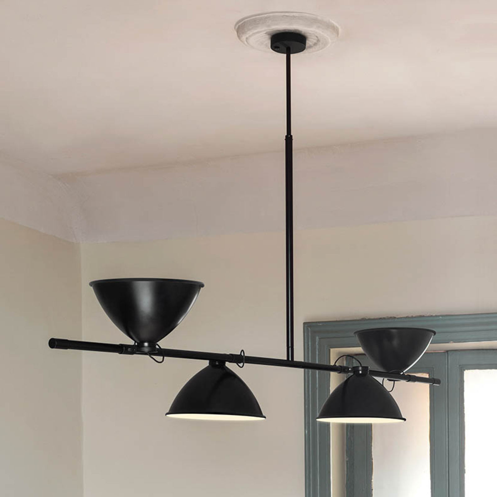 Nemo Suspension LBB01, noir, 4 lampes, aluminium