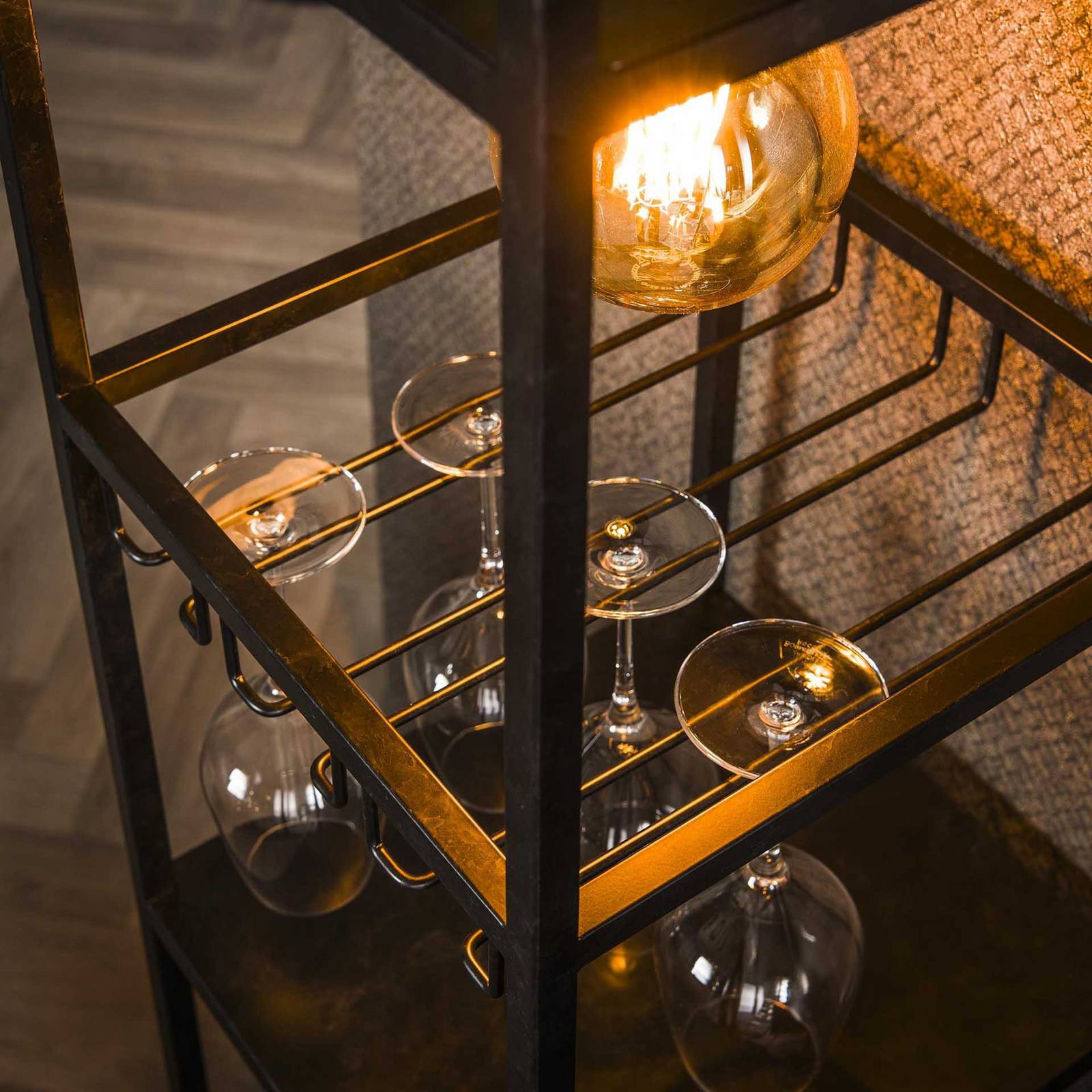 Lampa stojąca stojak na wino, antracyt, metal, E27
