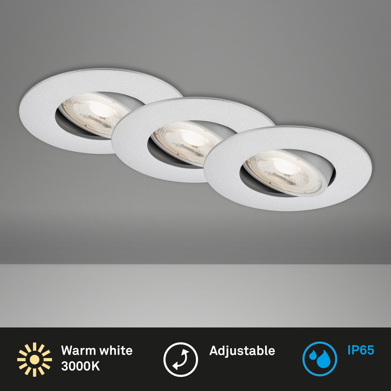 LED beépített spotlámpa 7602 3-as IP65 3000 K króm