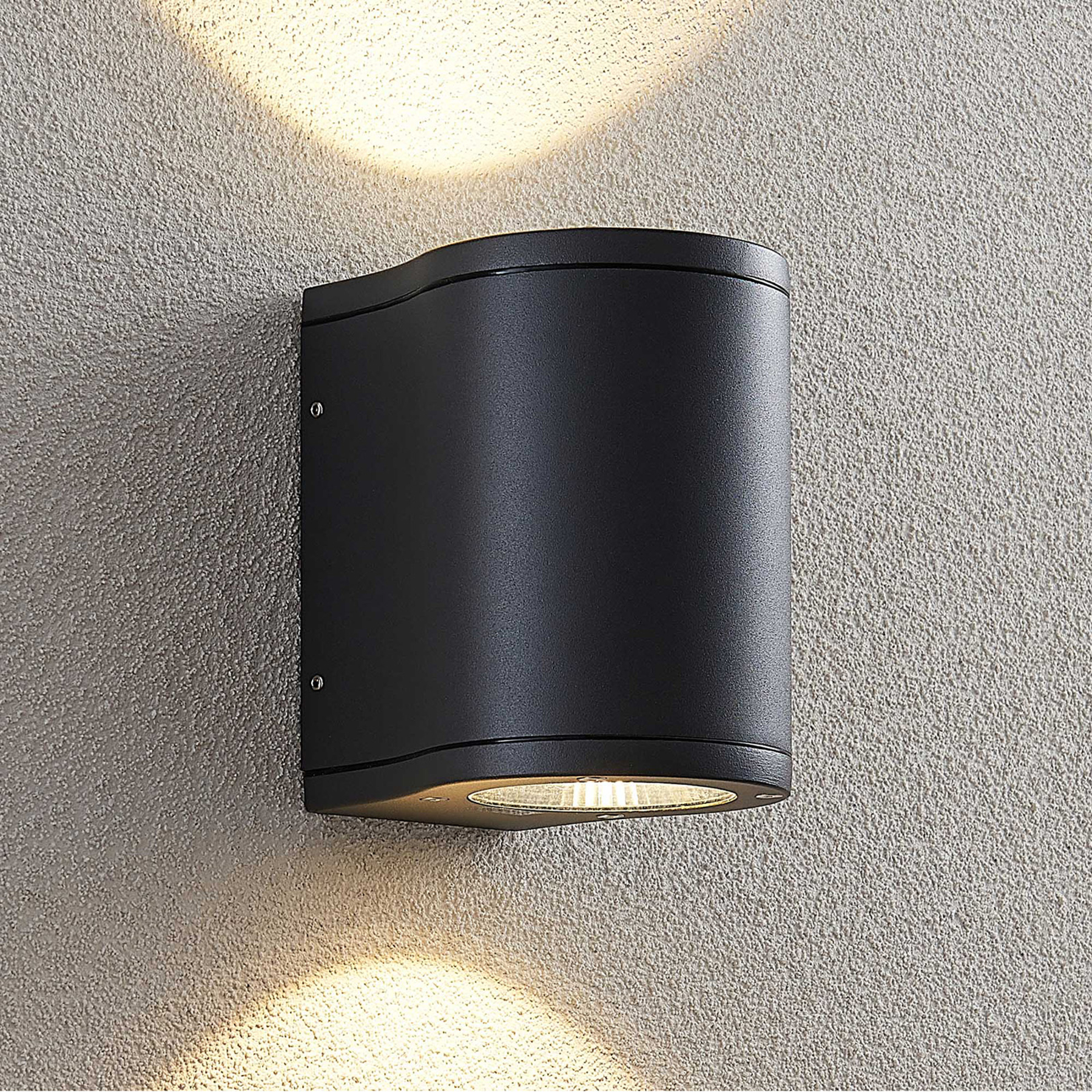 Lucande Janelis LED outdoor wall light, dark grey, die-cast aluminium, 9.5 W, energy efficiency: A+, W: 11 cm, H: 15.5 cm