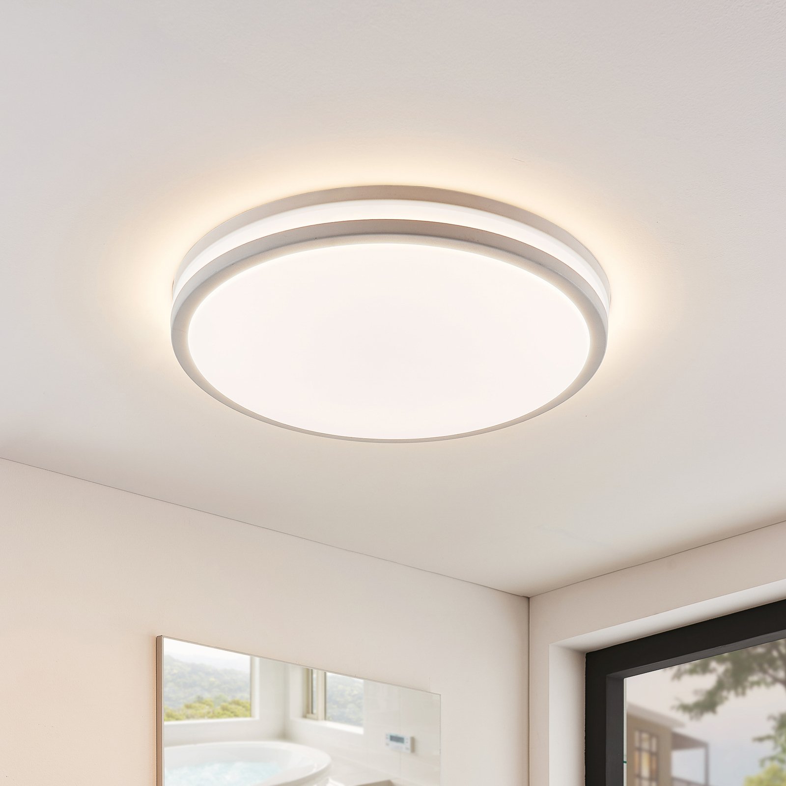 Arnim LED ceiling lamp, white, round shape, IP44