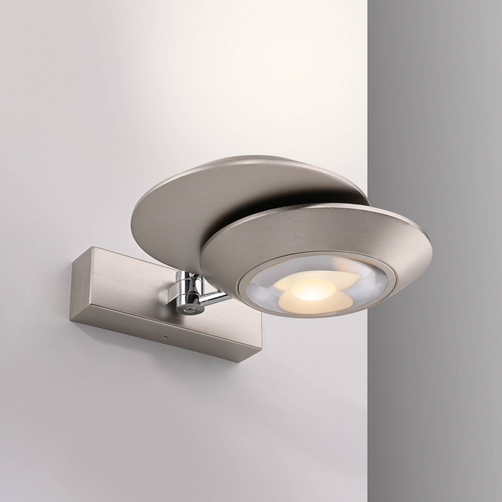 Kinkiet LED PURE Oculis, kolor srebrny 30 cm, żelazo, 2-punktowa.