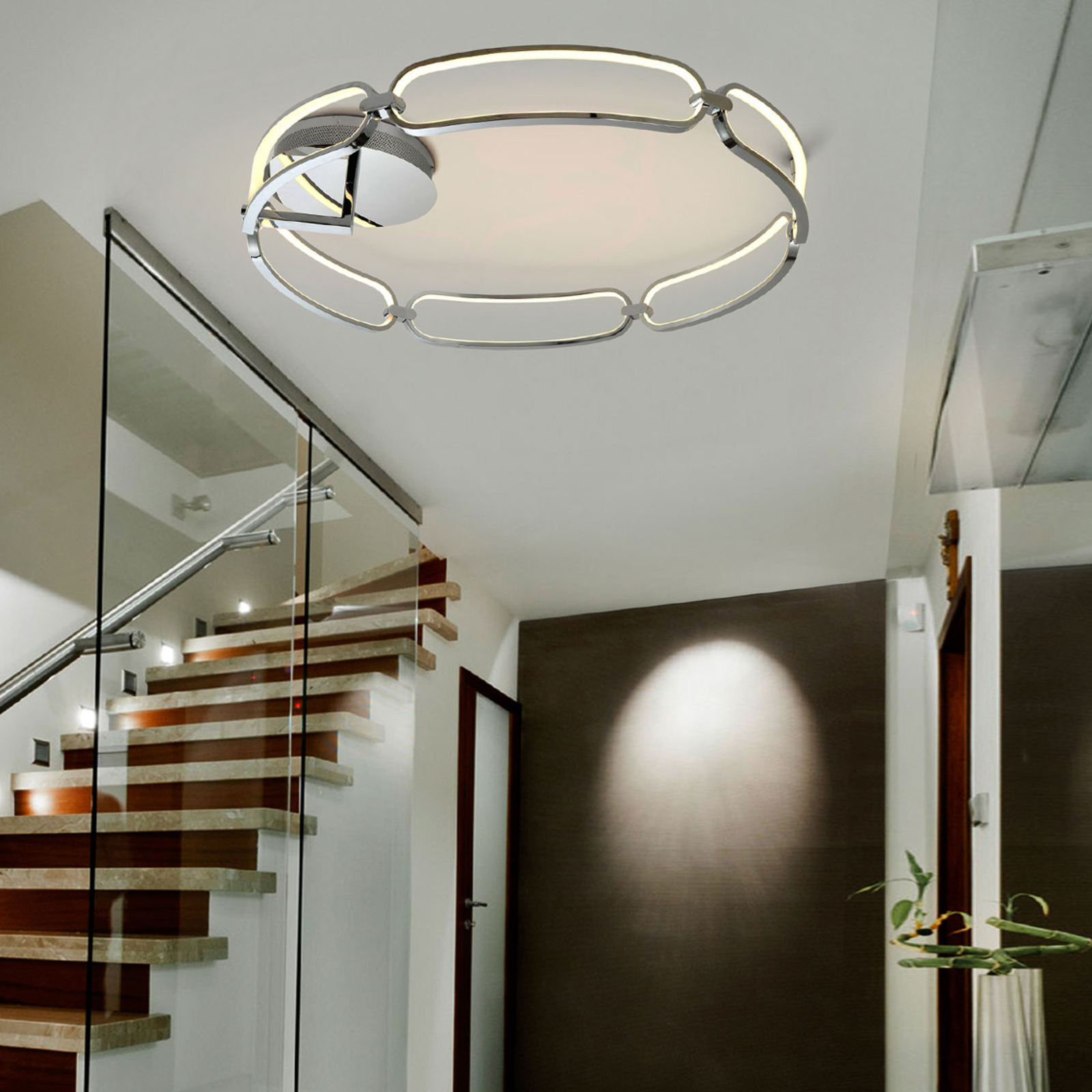 Colette LED ceiling light, 6-bulb, chrome
