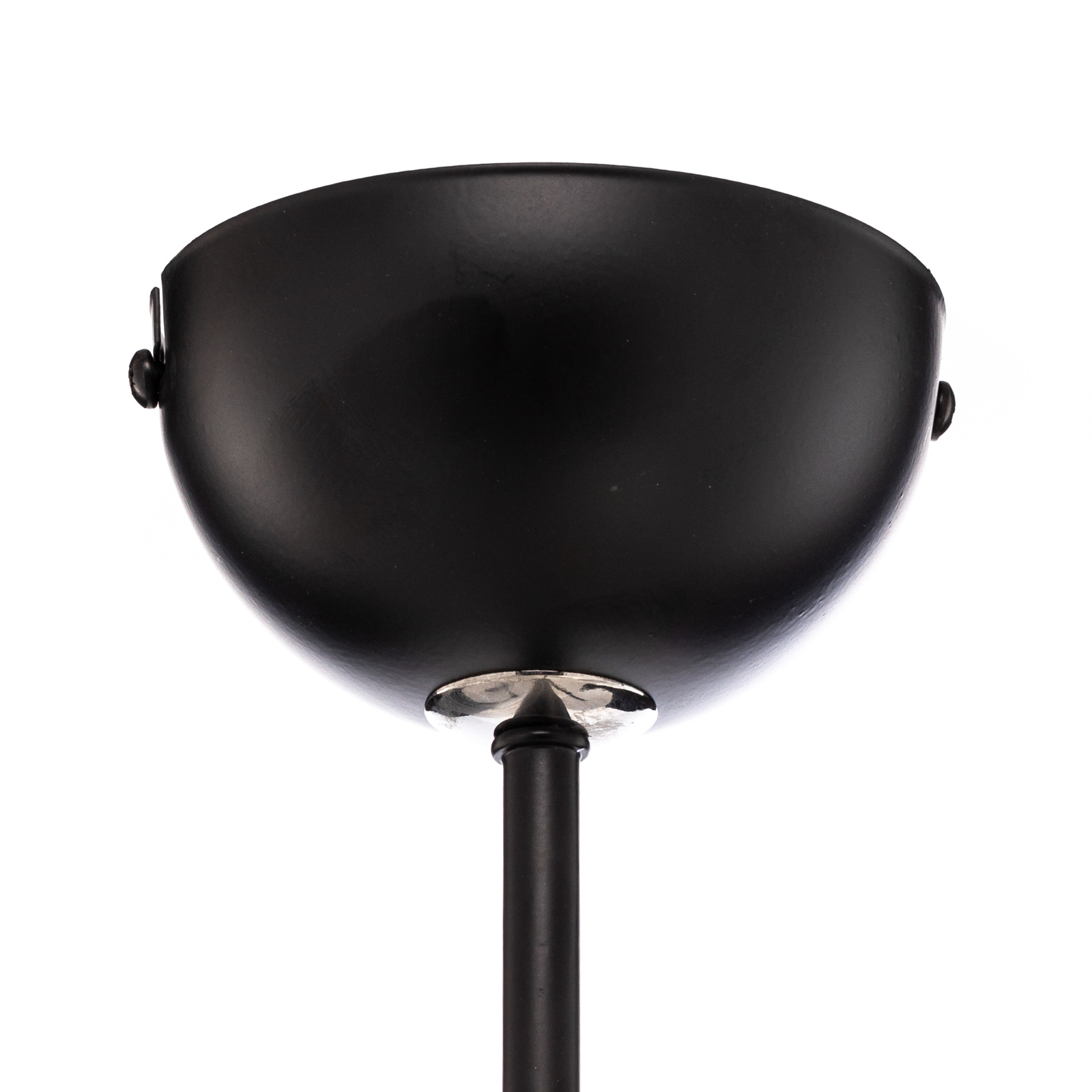 Avista pendant light in black, white glass globes