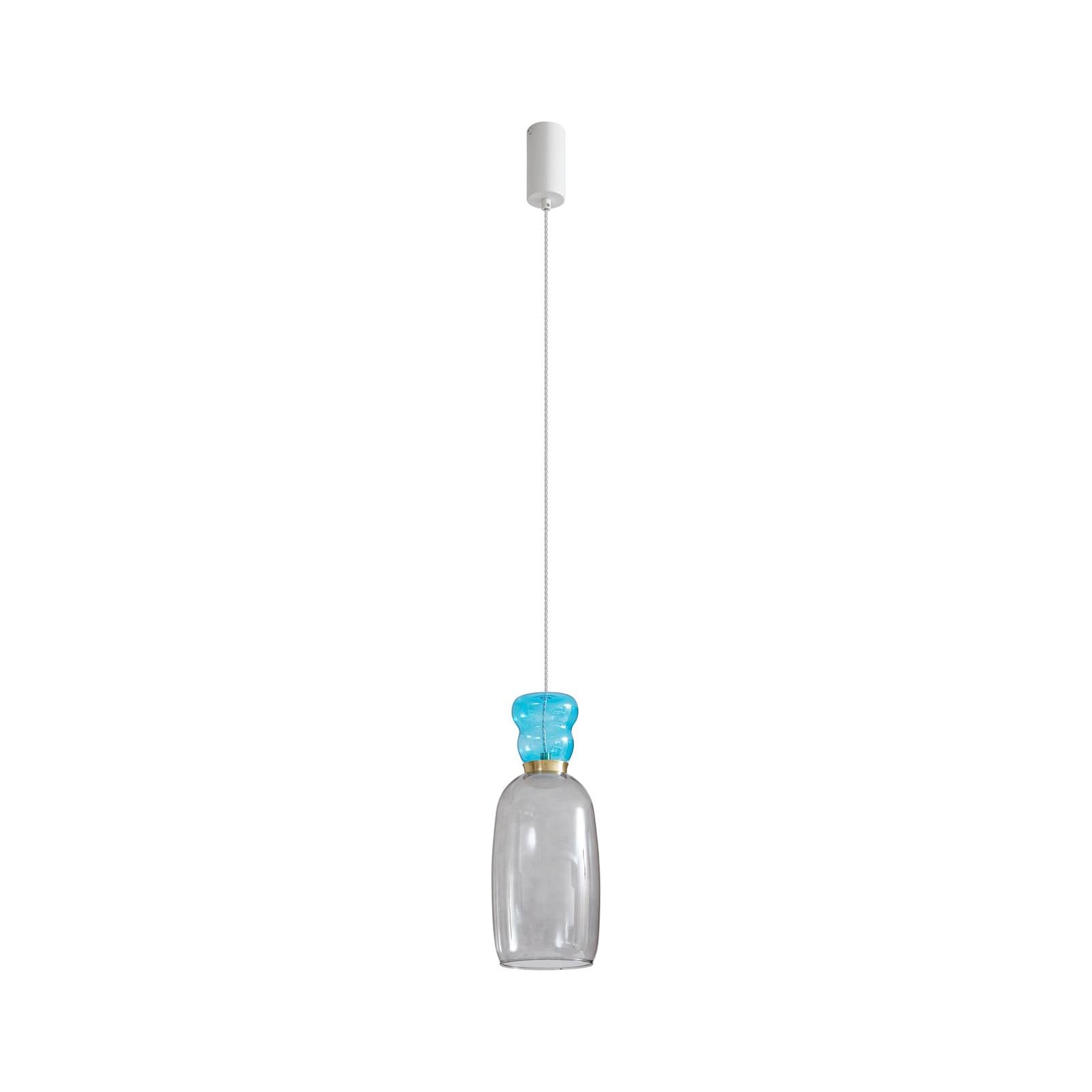 Lucande LED-Hängelampe Fay, hellgrau/hellblau, Glas, Ø 15 cm