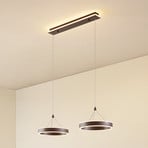 Lucande LED-Hängeleuchte Kolo, 86 cm, 2-flg., braun, dimmbar