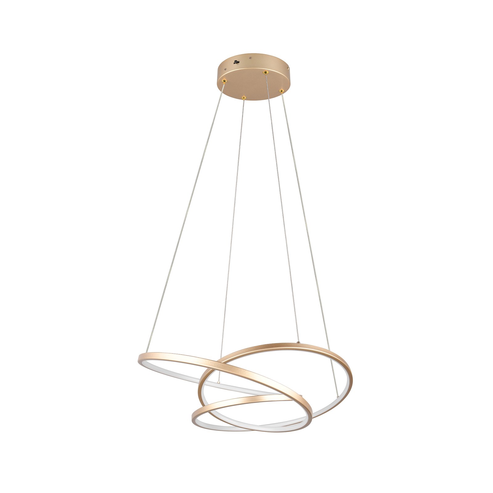 Suspension LED Darvin longueur 64 cm, doré, métal, CCT