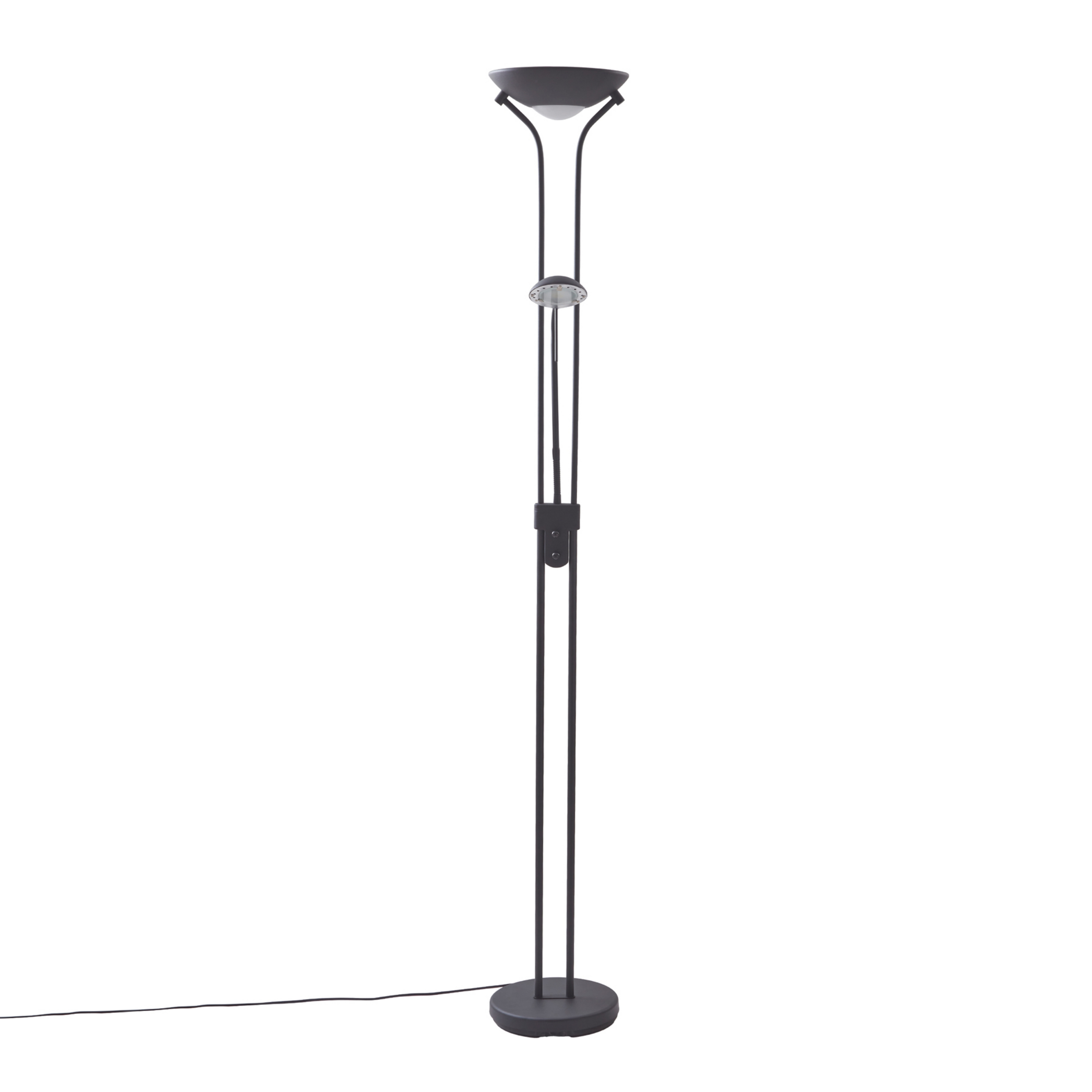 Lindby LED-Standleuchte Josefin, schwarz, Leselicht, dimmbar