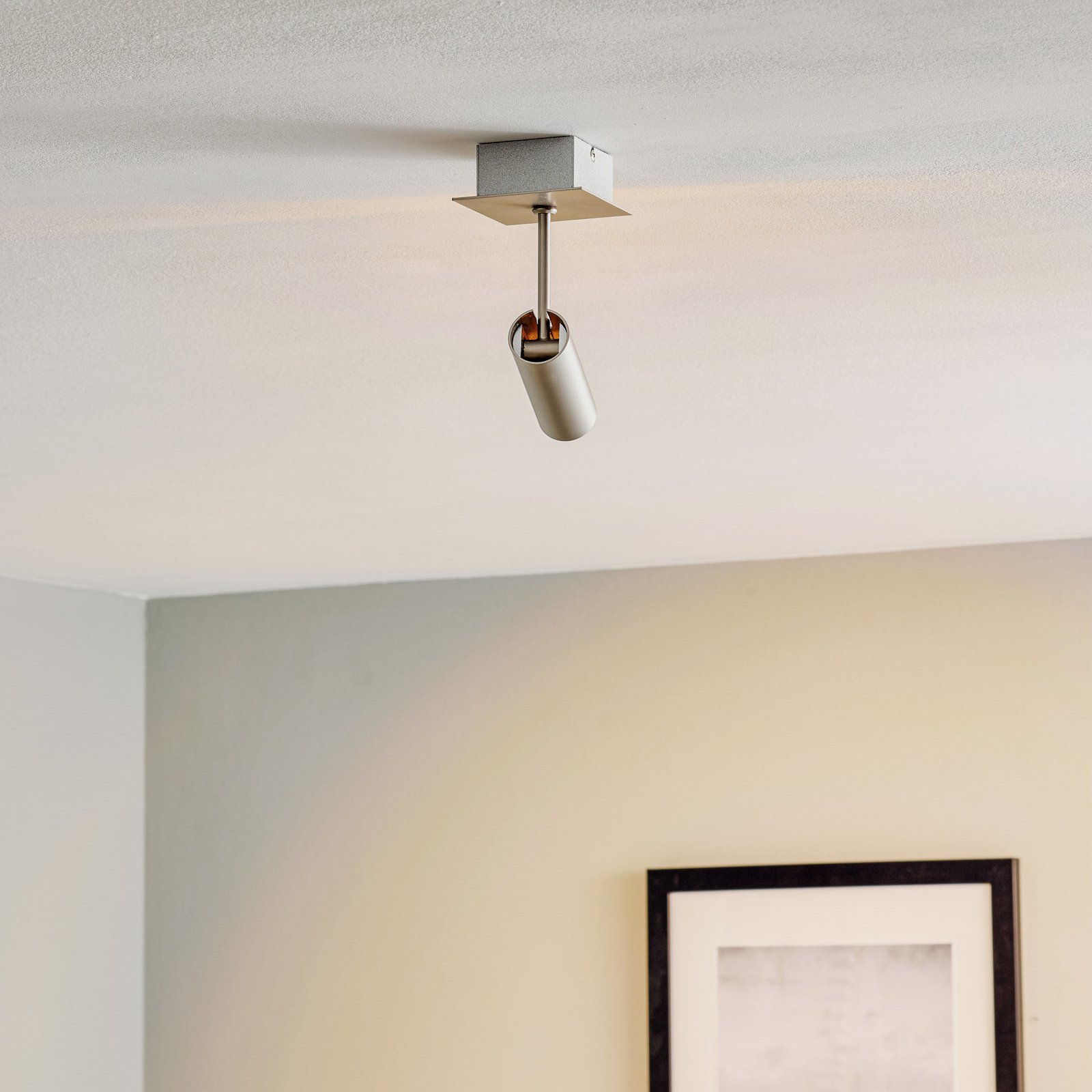 Tub LED wall spotlight, matt nickel, one-bulb