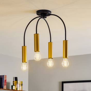 Plafondlamp Loppe, 4-lamps, zwart/goud