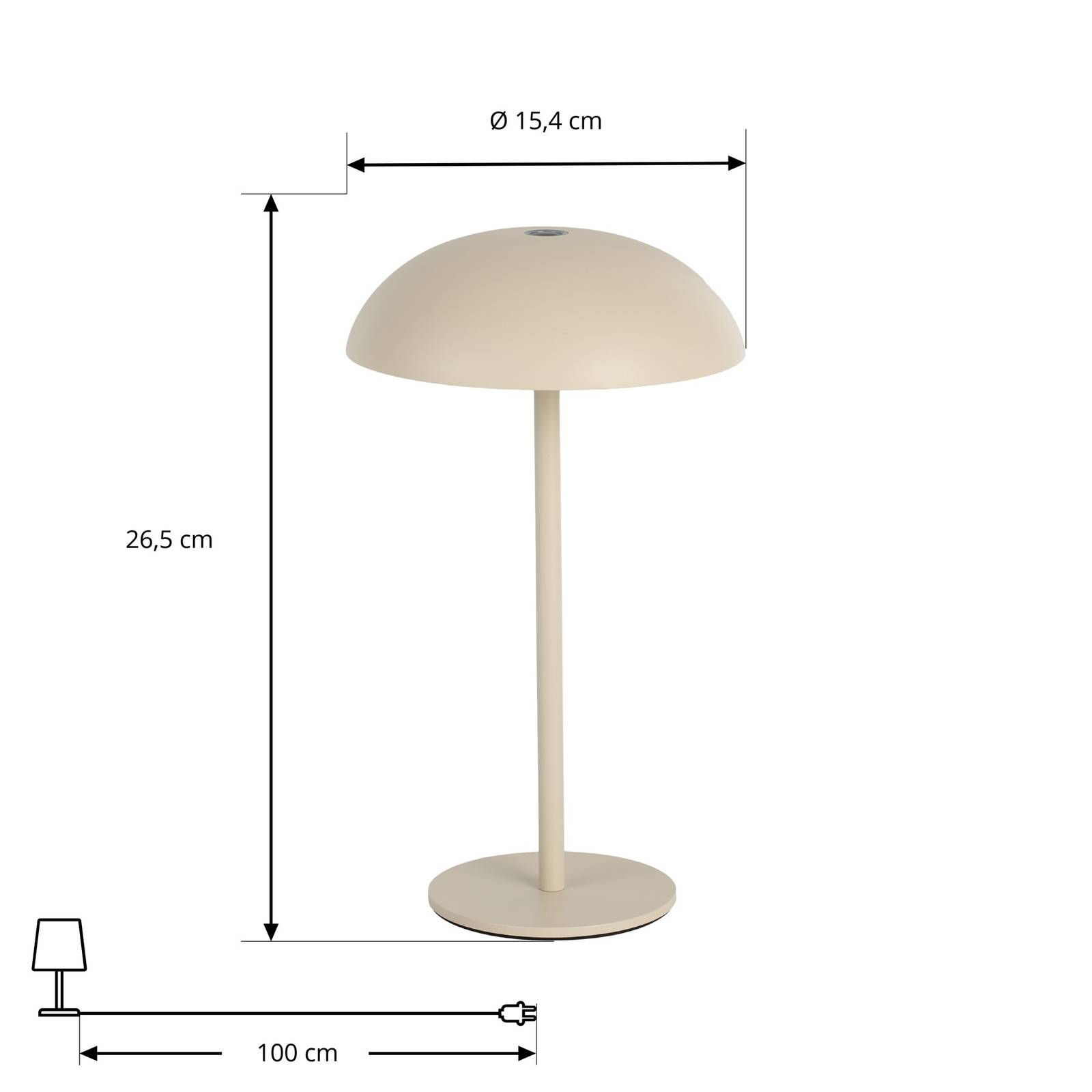 Arcchio LED ładowalna lampa stołowa Thenra, beżowa, uchwyt ścienny