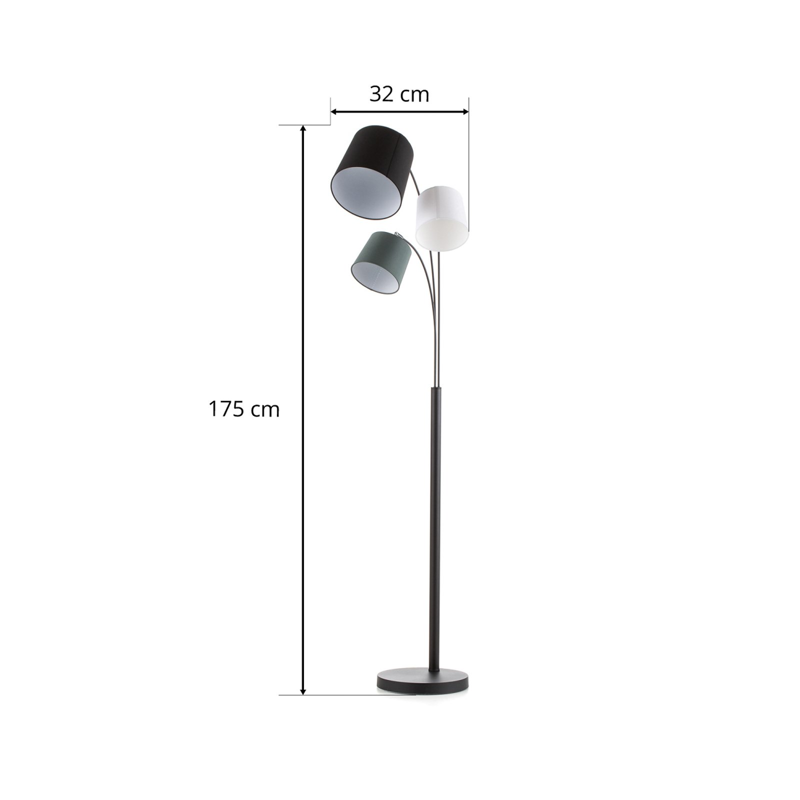 By Rydéns Foggy floor lamp with three lampshades