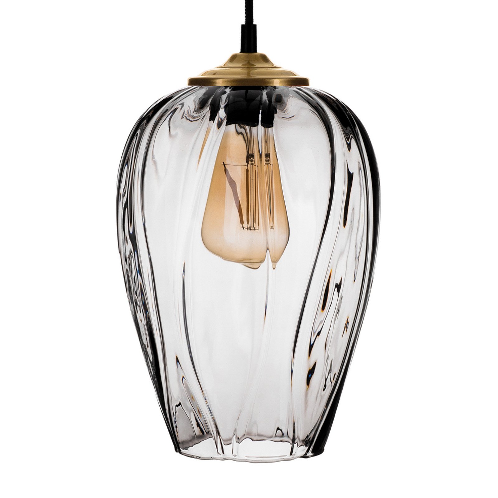 Solbika Lighting Lampă suspendată Linkeus II sticlă fumurie 3 becuri - Camera de zi / sufragerie - Modern - gri fumuriu auriu negru