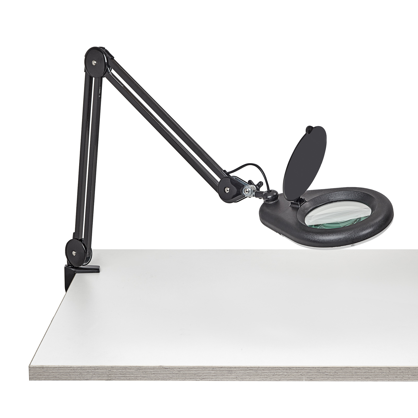 LED-lupplampa MAULviso med klämma, svart