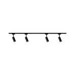 Juego URail Tubo de Paulmann, negro, 4 luces, alimentación central