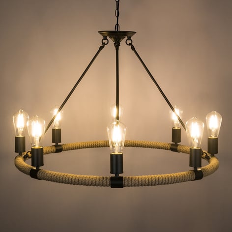 Rund LED-taklampa Ulleu med hamparep 8 lampor