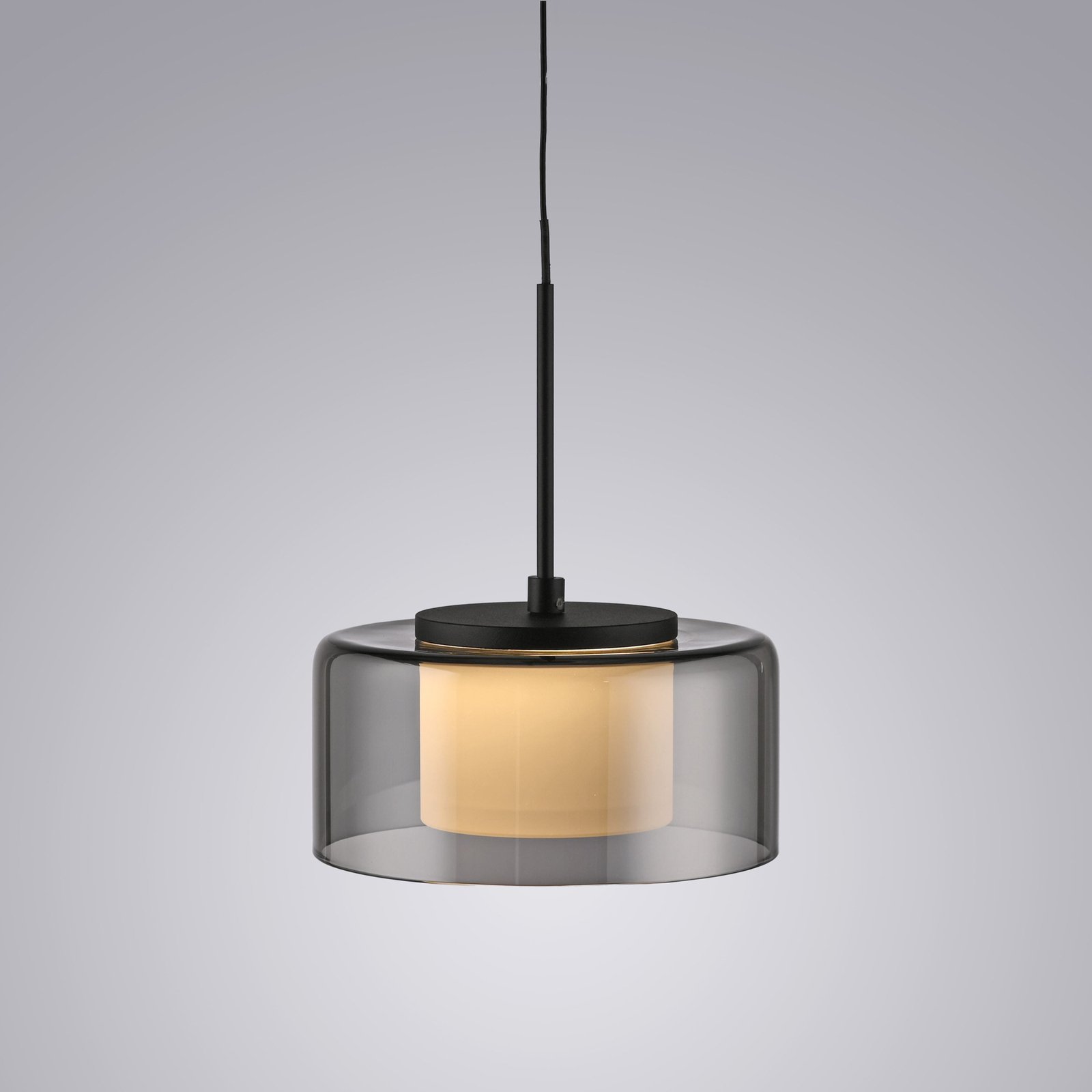 Paul Neuhaus Suspension LED Rika, noir, Ø 15 cm, verre