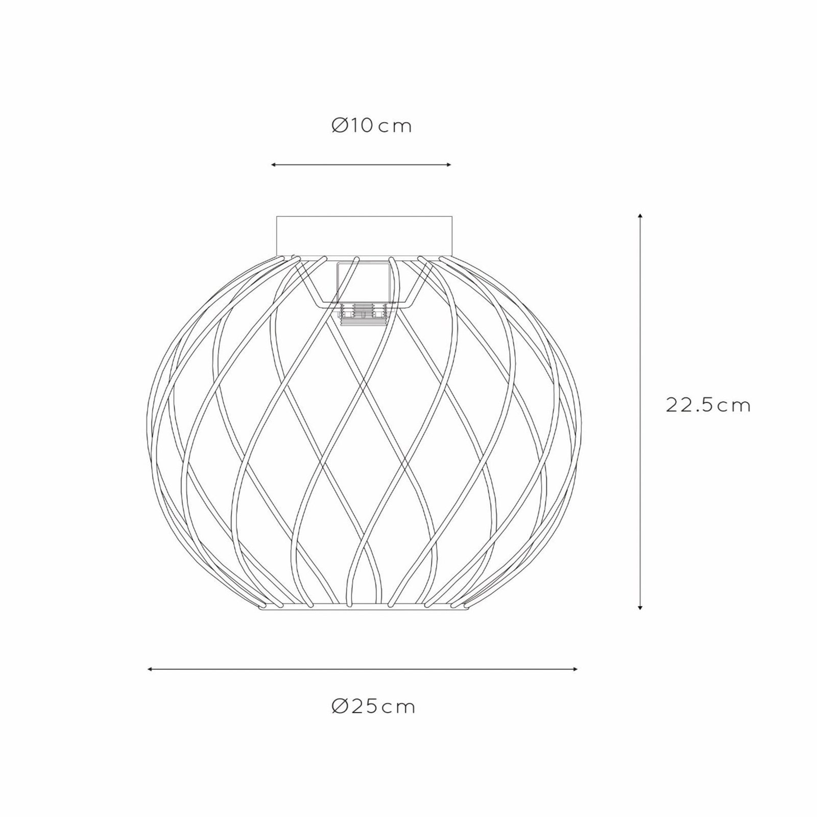 Danza ceiling light, cage lampshade, Ø 25 cm, gold