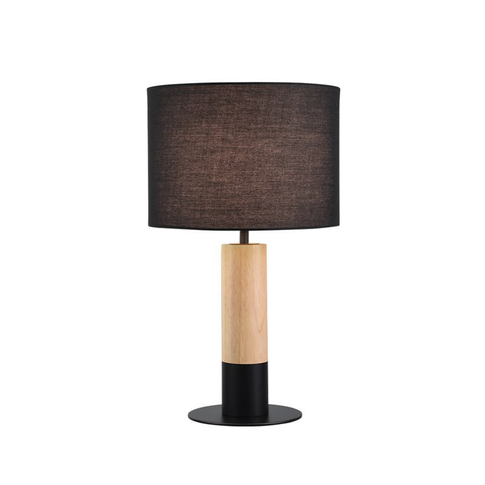 Carroll table lamp, light wood/black, height 43 cm, fabric