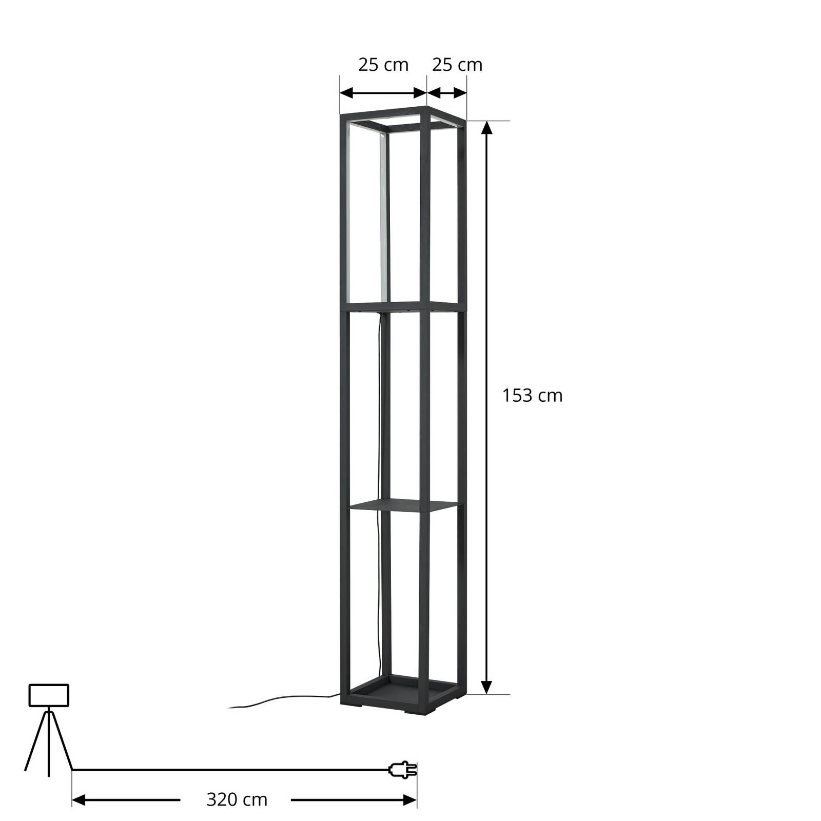 LINDBY LED vloerlamp Birta, staand, plank, hoogte 155 cm