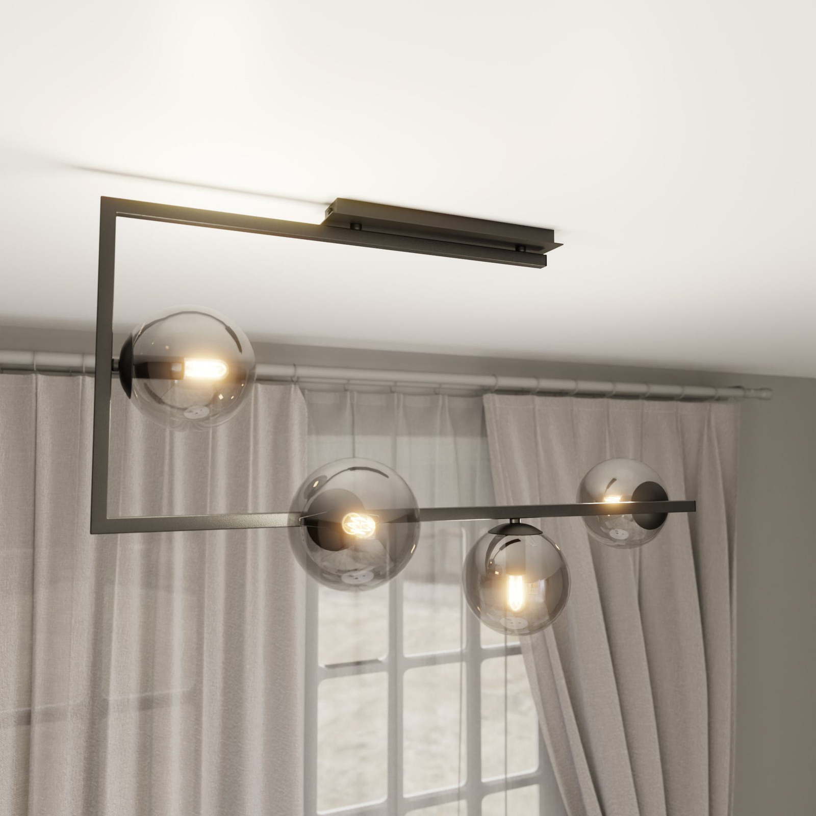 Soma ceiling light, graphite/black, glass, E14