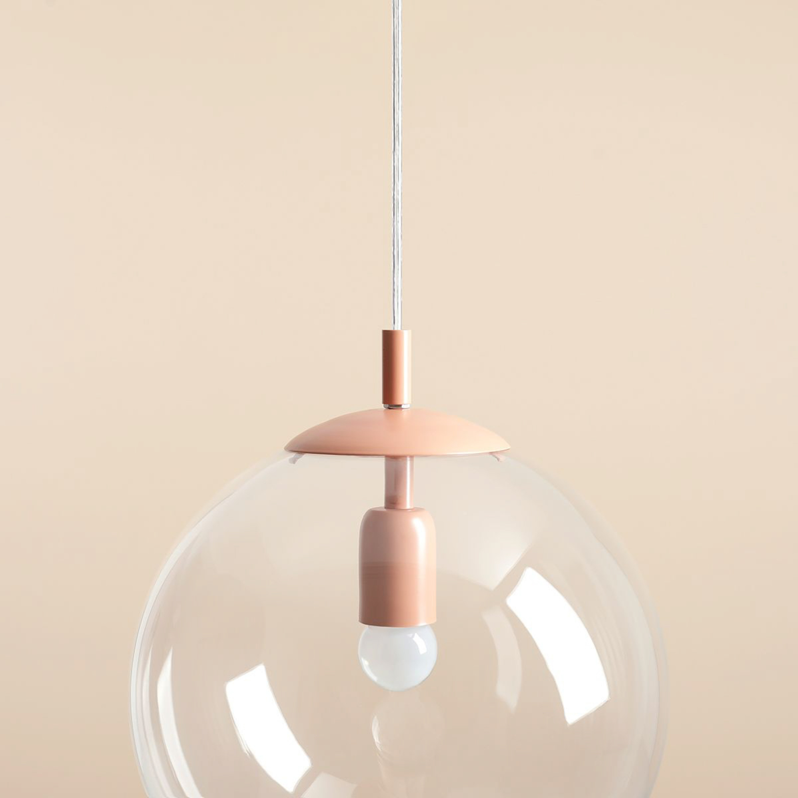 Nohr viseća svjetiljka sa staklenim sjenilom, koraljna/prozirna