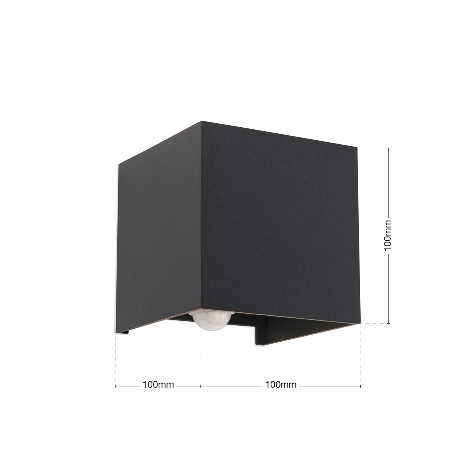 Aplique de exterior LED Cube-S, antracita, metal, sensor